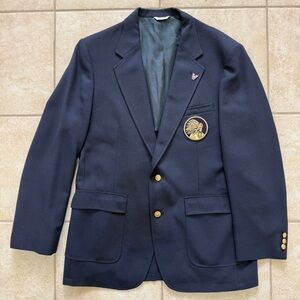 Stonington Clothes Men Vintage Navy Sport Coat Blazer Masters Gold Two Button